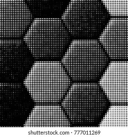 Spotted black and white grunge vector line background. Abstract halftone illustration background. Grunge grid polka dot background pattern
