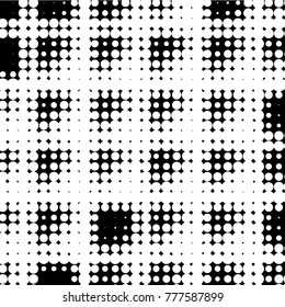 Spotted black and white grunge vector line background. Abstract halftone illustration background. Grunge grid polka dot background pattern
