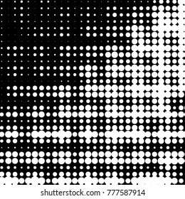 Spotted black and white grunge vector line background. Abstract halftone illustration background. Grunge grid polka dot background pattern
