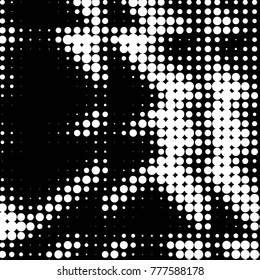 Spotted black and white grunge vector line background. Abstract halftone illustration background. Grunge grid polka dot background pattern
