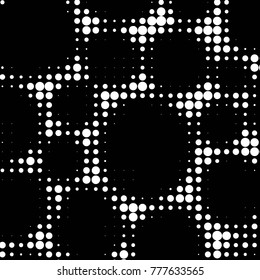 Spotted black and white grunge vector line background. Abstract halftone illustration background. Grunge grid polka dot background pattern
