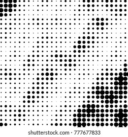 Spotted black and white grunge vector line background. Abstract halftone illustration background. Grunge grid polka dot background pattern

