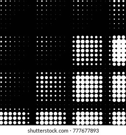 Spotted black and white grunge vector line background. Abstract halftone illustration background. Grunge grid polka dot background pattern

