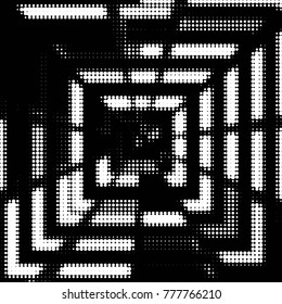 Spotted black and white grunge vector line background. Abstract halftone illustration background. Grunge grid polka dot background pattern

