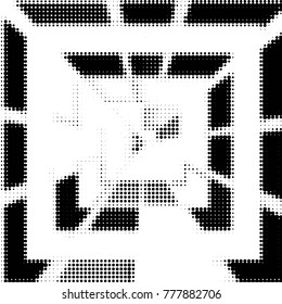 Spotted black and white grunge vector line background. Abstract halftone illustration background. Grunge grid polka dot background pattern
