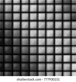 Spotted black and white grunge vector line background. Abstract halftone illustration background. Grunge grid polka dot background pattern
