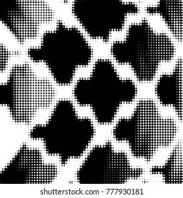 Spotted black and white grunge vector line background. Abstract halftone illustration background. Grunge grid polka dot background pattern
