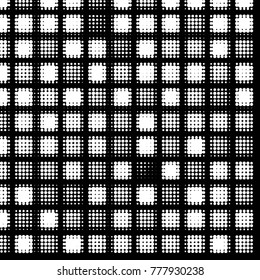 Spotted black and white grunge vector line background. Abstract halftone illustration background. Grunge grid polka dot background pattern
