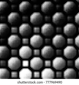 Spotted black and white grunge vector line background. Abstract halftone illustration background. Grunge grid polka dot background pattern
