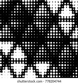 Spotted black and white grunge vector line background. Abstract halftone illustration background. Grunge grid polka dot background pattern
