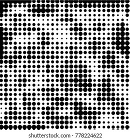 Spotted black and white grunge vector line background. Abstract halftone illustration background. Grunge grid polka dot background pattern
