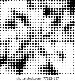 Spotted black and white grunge vector line background. Abstract halftone illustration background. Grunge grid polka dot background pattern
