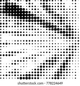 Spotted black and white grunge vector line background. Abstract halftone illustration background. Grunge grid polka dot background pattern
