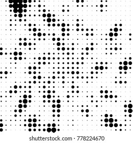Spotted black and white grunge vector line background. Abstract halftone illustration background. Grunge grid polka dot background pattern
