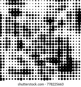 Spotted black and white grunge vector line background. Abstract halftone illustration background. Grunge grid polka dot background pattern
