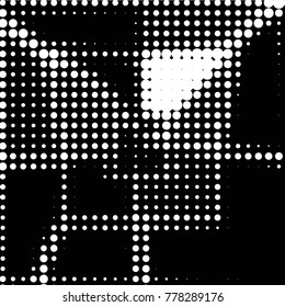 Spotted black and white grunge vector line background. Abstract halftone illustration background. Grunge grid polka dot background pattern
