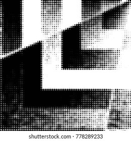 Spotted black and white grunge vector line background. Abstract halftone illustration background. Grunge grid polka dot background pattern
