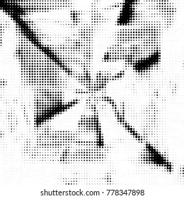 Spotted black and white grunge vector line background. Abstract halftone illustration background. Grunge grid polka dot background pattern
