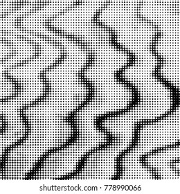 Spotted black and white grunge vector line background. Abstract halftone illustration background. Grunge grid polka dot background pattern
