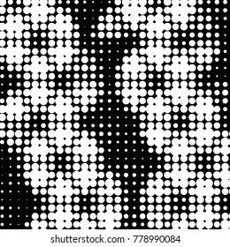 Spotted black and white grunge vector line background. Abstract halftone illustration background. Grunge grid polka dot background pattern
