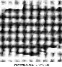 Spotted black and white grunge vector line background. Abstract halftone illustration background. Grunge grid polka dot background pattern
