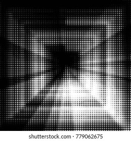 Spotted black and white grunge vector line background. Abstract halftone illustration background. Grunge grid polka dot background pattern
