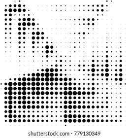 Spotted black and white grunge vector line background. Abstract halftone illustration background. Grunge grid polka dot background pattern
