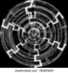 Spotted black and white grunge vector line background. Abstract halftone illustration background. Grunge grid polka dot background pattern
