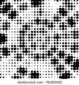 Spotted black and white grunge vector line background. Abstract halftone illustration background. Grunge grid polka dot background pattern

