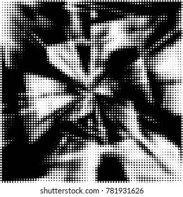 Spotted black and white grunge vector line background. Abstract halftone illustration background. Grunge grid polka dot background pattern
