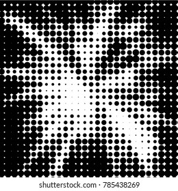 Spotted black and white grunge vector line background. Abstract halftone illustration background. Grunge grid polka dot background pattern
