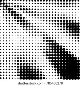 Spotted black and white grunge vector line background. Abstract halftone illustration background. Grunge grid polka dot background pattern
