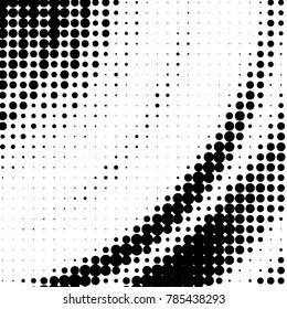 Spotted black and white grunge vector line background. Abstract halftone illustration background. Grunge grid polka dot background pattern

