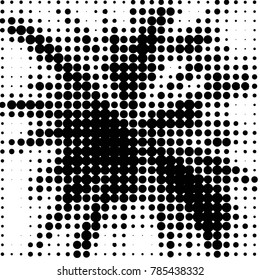 Spotted black and white grunge vector line background. Abstract halftone illustration background. Grunge grid polka dot background pattern
