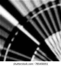 Spotted black and white grunge vector line background. Abstract halftone illustration background. Grunge grid polka dot background pattern
