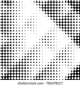 Spotted black and white grunge vector line background. Abstract halftone illustration background. Grunge grid polka dot background pattern
