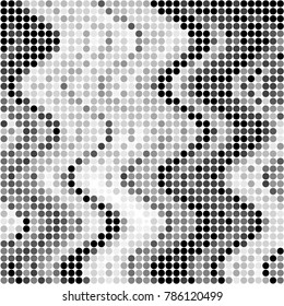 Spotted black and white grunge vector line background. Abstract halftone illustration background. Grunge grid polka dot background pattern
