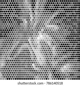 Spotted black and white grunge vector line background. Abstract halftone illustration background. Grunge grid polka dot background pattern
