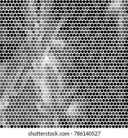 Spotted black and white grunge vector line background. Abstract halftone illustration background. Grunge grid polka dot background pattern
