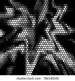 Spotted black and white grunge vector line background. Abstract halftone illustration background. Grunge grid polka dot background pattern
