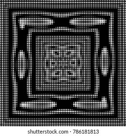 Spotted black and white grunge vector line background. Abstract halftone illustration background. Grunge grid polka dot background pattern
