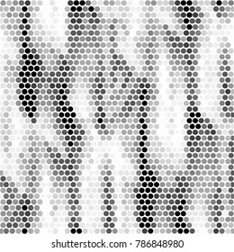 Spotted black and white grunge vector line background. Abstract halftone illustration background. Grunge grid polka dot background pattern
