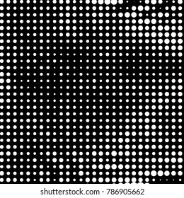 Spotted black and white grunge vector line background. Abstract halftone illustration background. Grunge grid polka dot background pattern
