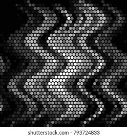 Spotted black and white grunge vector line background. Abstract halftone illustration background. Grunge grid polka dot background pattern
