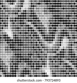 Spotted black and white grunge vector line background. Abstract halftone illustration background. Grunge grid polka dot background pattern

