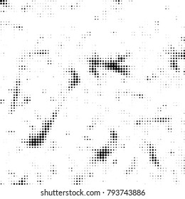 Spotted black and white grunge vector line background. Abstract halftone illustration background. Grunge grid polka dot background pattern
