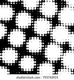 Spotted black and white grunge vector line background. Abstract halftone illustration background. Grunge grid polka dot background pattern
