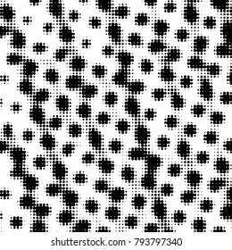 Spotted black and white grunge vector line background. Abstract halftone illustration background. Grunge grid polka dot background pattern
