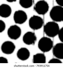 Spotted black and white grunge vector line background. Abstract halftone illustration background. Grunge grid polka dot background pattern
