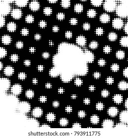 Spotted black and white grunge vector line background. Abstract halftone illustration background. Grunge grid polka dot background pattern
